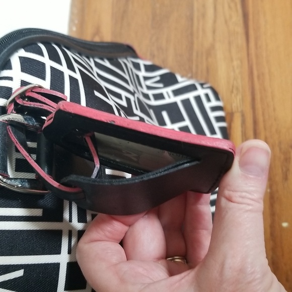 Diane von Fursternberg Dome Travel Tote Duffle Bag Luggage Pink & Black w/ Lock - Picture 3 of 16